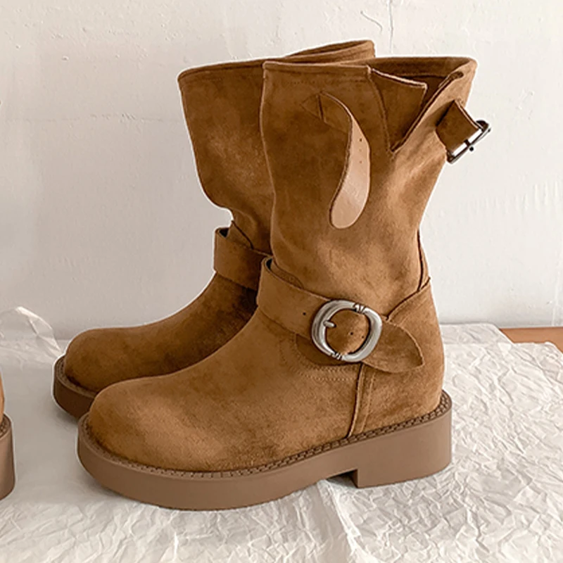 

Ankle Boots for Women Fashion Mid Heels Shoes Suede Dress Designer Woman Winter Boots 2025 New Casual Chelsea Boots Para Mujer