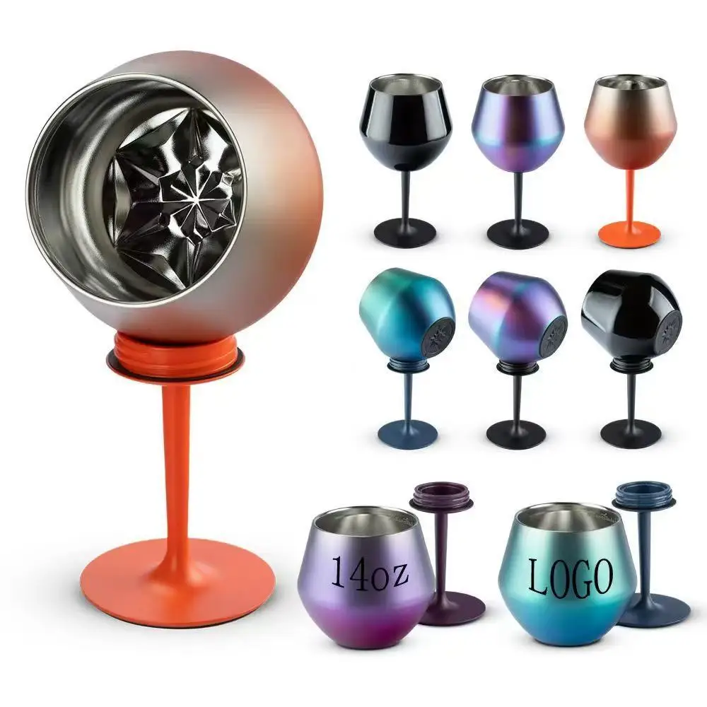 

New 2025 Hot Sale! 14oz Detachable Wine Tumbler 2 Styles Insulated Stainless Steel Thermo Cup Keeps Drinks Cold & Hot, Gift Idea
