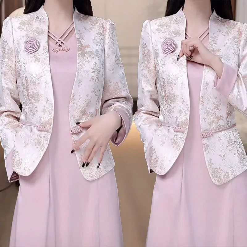 

New Chinese National Suit Dress Women's 2025 Spring Summer New High-End Loose Slimming Printed Top Skirt Two-Piece Set