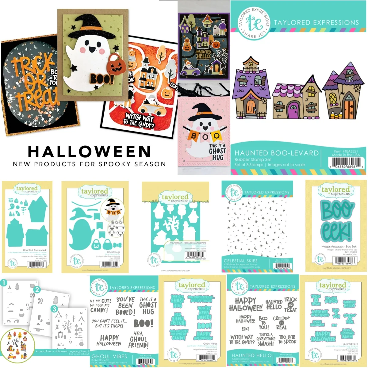 

Around Town - Halloween Metal Cutting Dies Clear Stamps Stencil For DIY Scrapbook Diary Decoration Embossing Cut Template