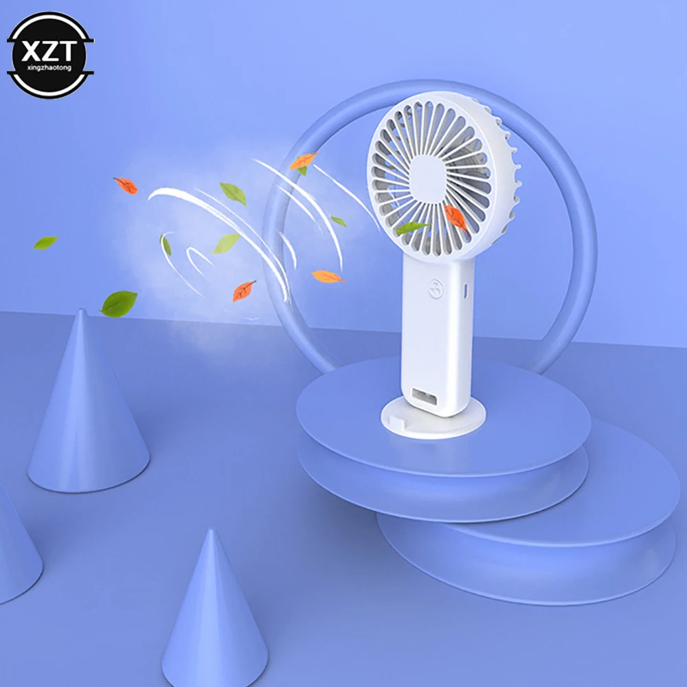 Portable Mini Fan USB Rechargeable With Mobile Phone Stand Base Mute Strong Wind Desktop Electric Fans