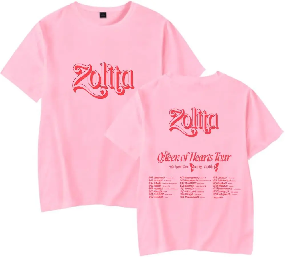 Zolita Merch Queen of Hearts Tour T Shirt Short Sleev Classic Print Top Tee Unisex