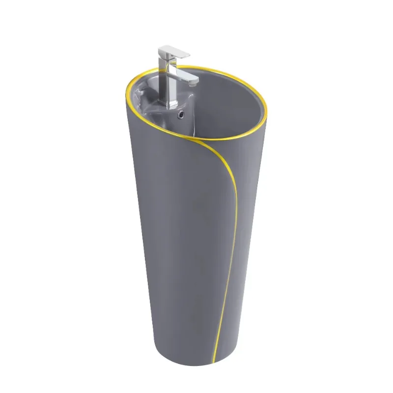 Wholesale Custom Low MOQ American Ceramic Blue Round Washbasin Sink Base Modern Design Hotel Application