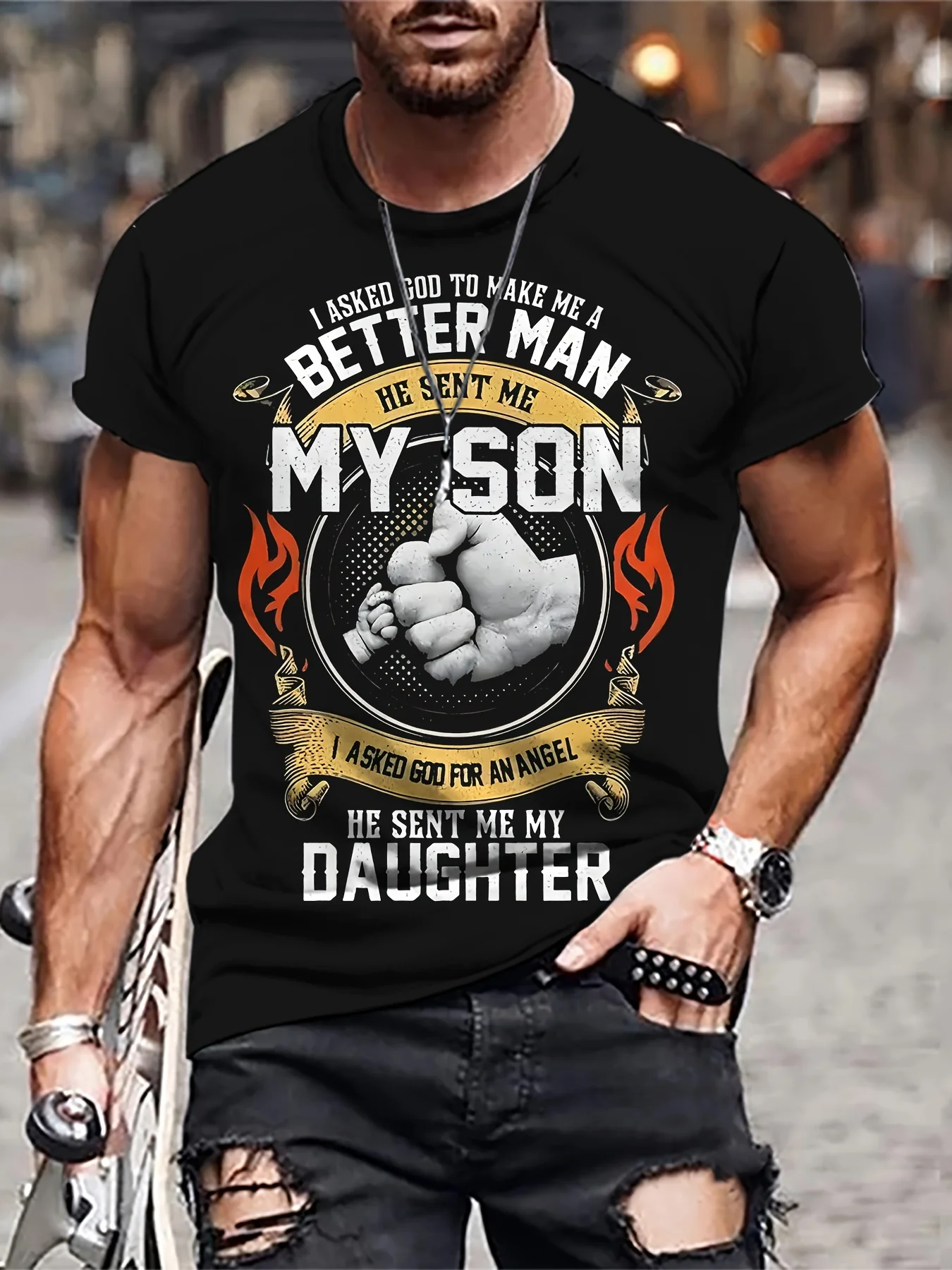 Men's Brown Color Matching Believe IN Yourself Print T-shirt Casual Short Sleeve Crew Neck Tee Men's Clothing For Outdoor Tops