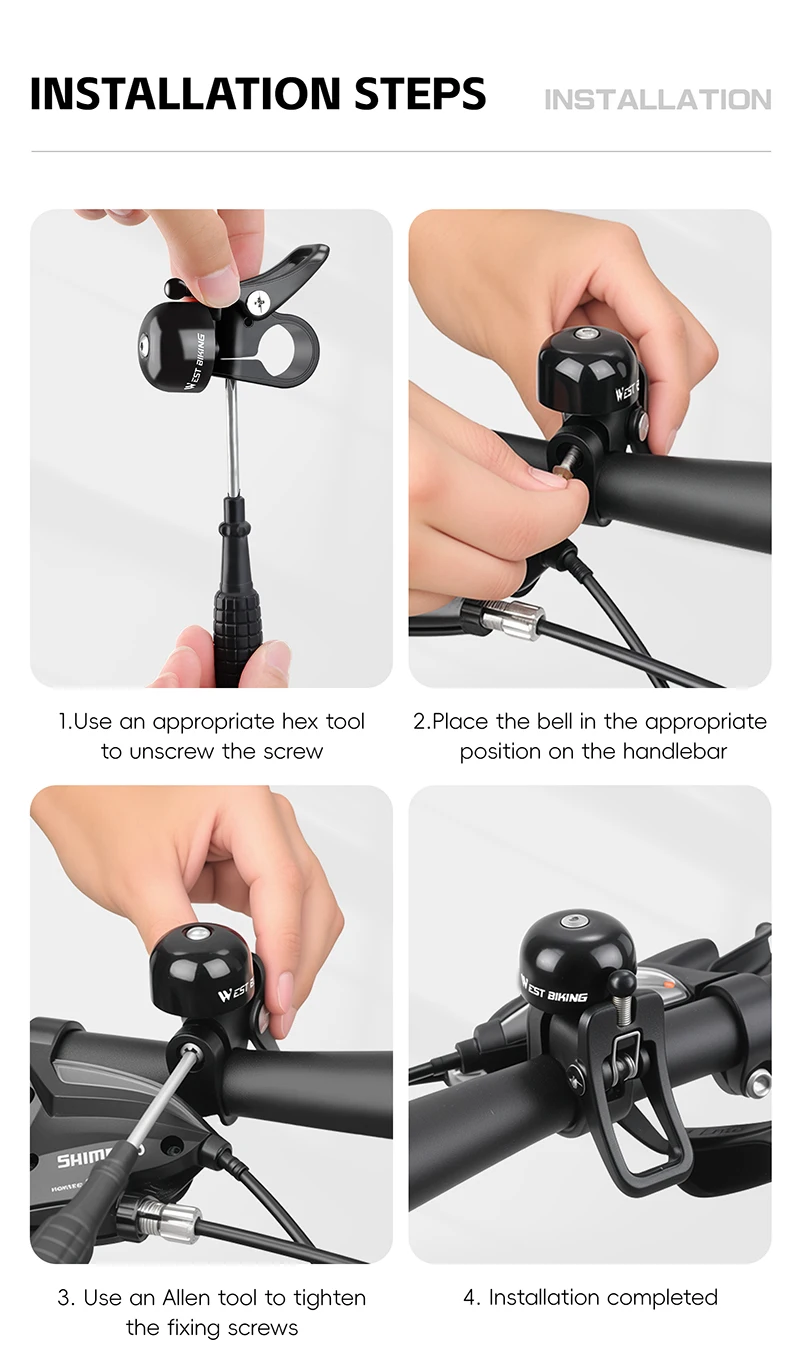 WEST RADFAHREN Mountainbike Glocke Sicherheit Warnung Signal Laut Retro Fahrrad Glocke Straße Lenker Fahrrad Zubehör Reit Ausrüstung – Detail 14
