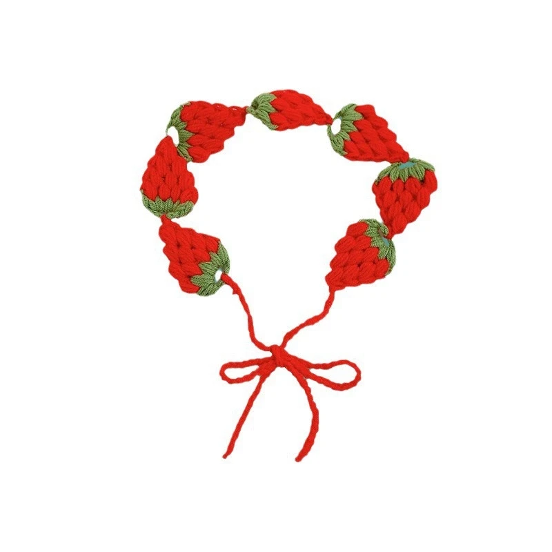 Original-Design Handgestricktes Farbblockiertes Erdbeer-Stirnband für Frauen, Personalisiertes Haarband Kopftuch Mütze Trendig – Detail 14