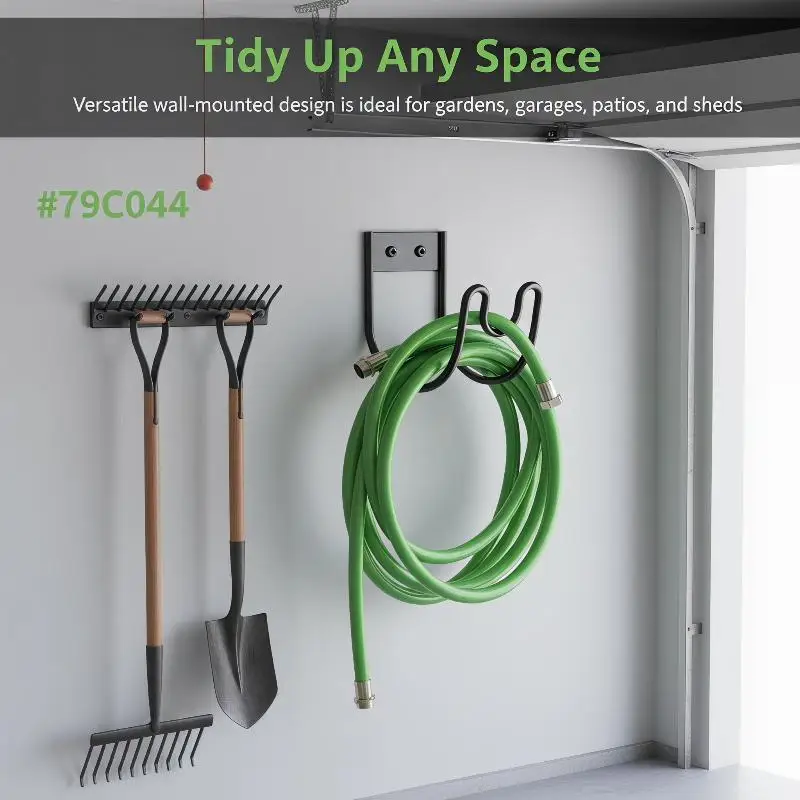 Wall Mounted Garden Hose Storage Rack Rustproof Heavy Duty Sprayed Iron Water Pipe Hook for Patio Yard Lawn Garden