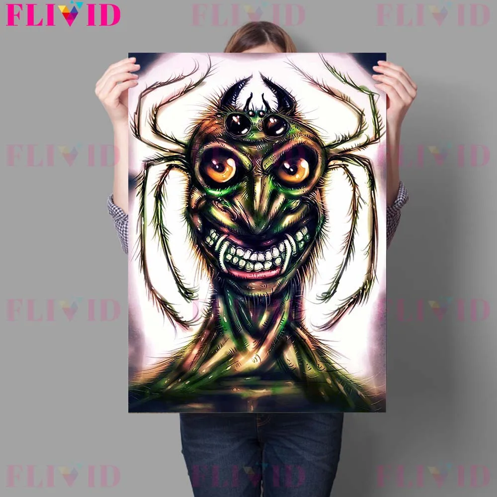Horror Monster And Hell Demon Art Poster Print Twisted Evil Creatures Vintage Wall Art Wicca Home Decor Canvas Painting Unframed