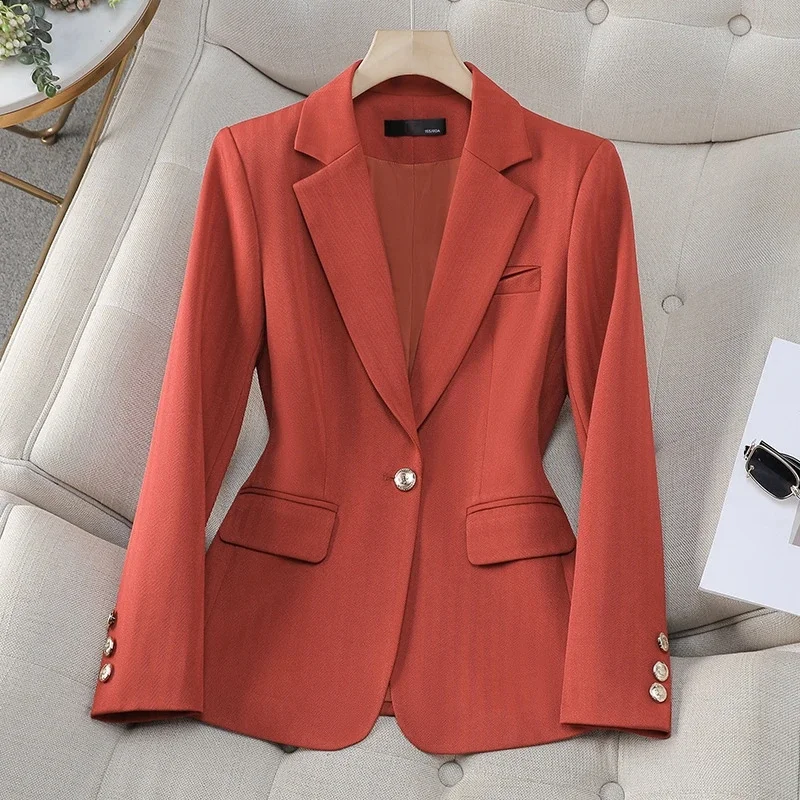 

Office Ladies Formal Blazer Women Beige Coffee Black Female Work Business Wear Slim Jacket For 2025 Spring Autumn