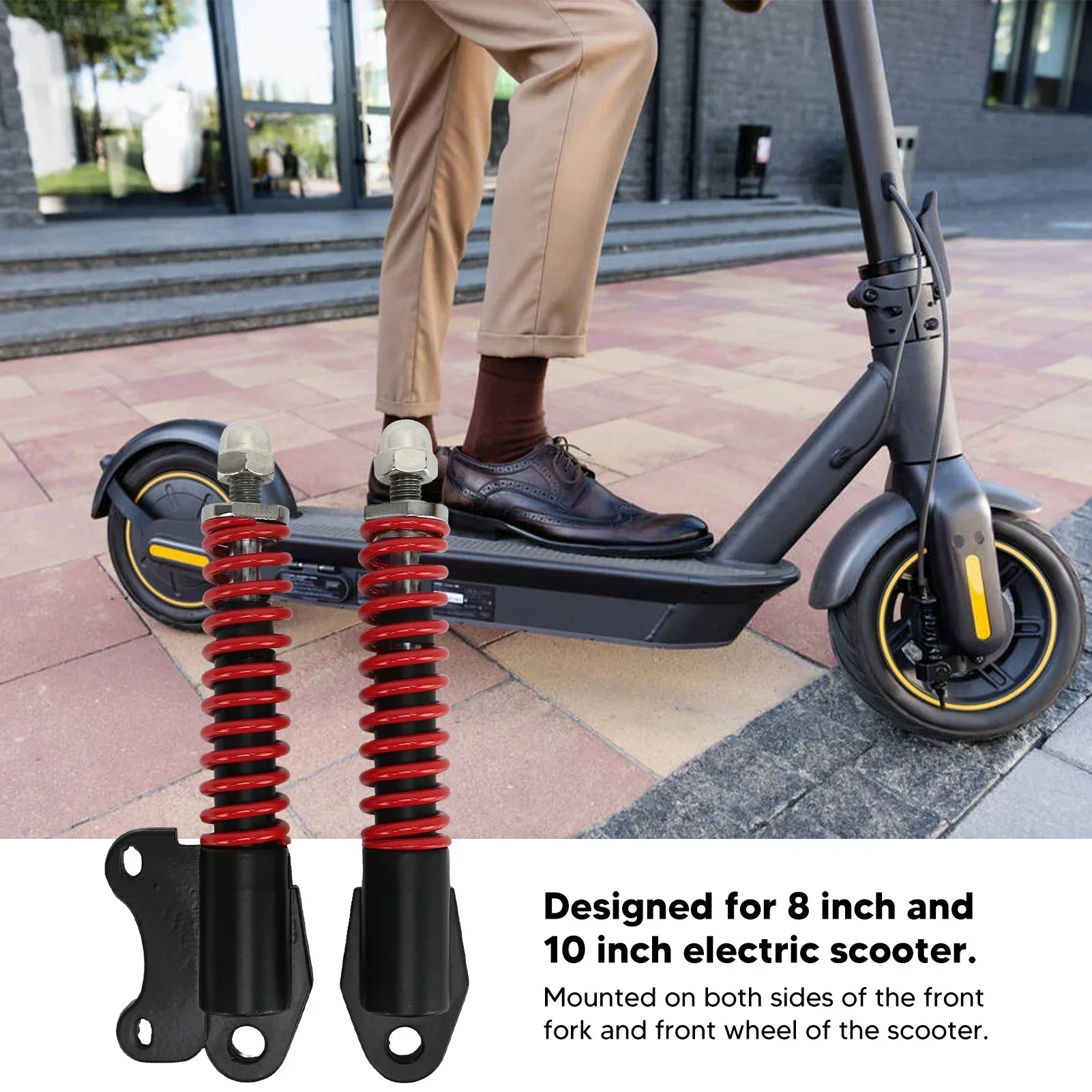 

Scooter Shock Absorber Stainless Steel Spring Black Red Safe Stable Front Fork Shock Damper For 8/10 Inch Scooter