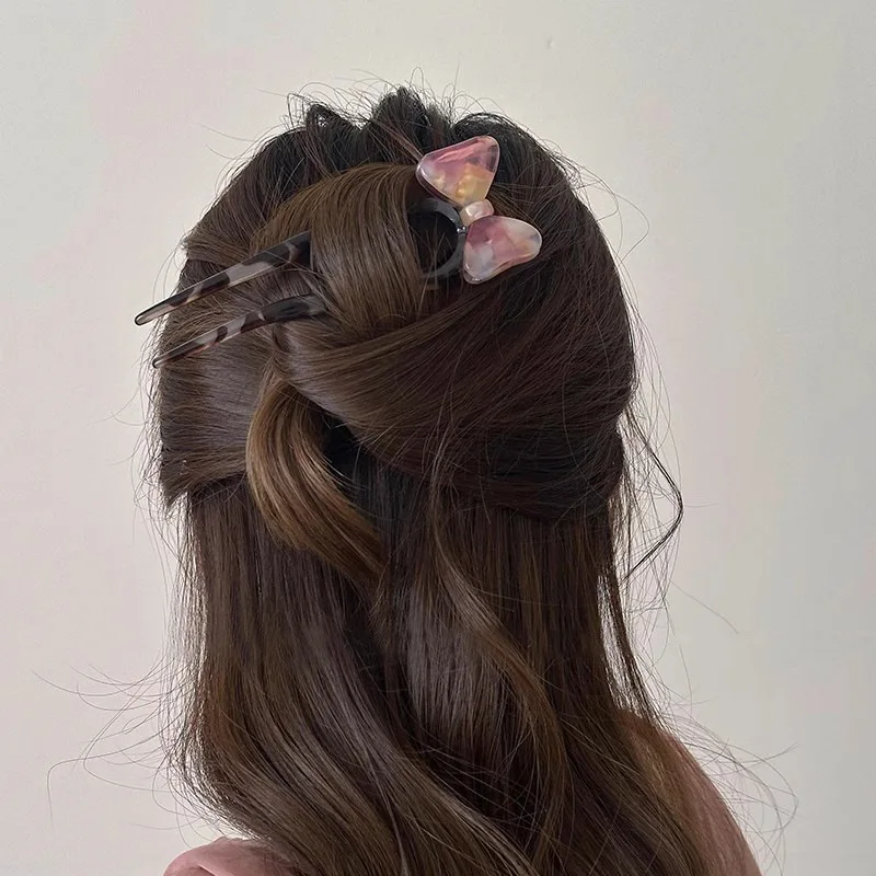 دبوس شعر على شكل حرف U للسيدات مع دبوس شعر وإكسسوارات شعر برأس كروي