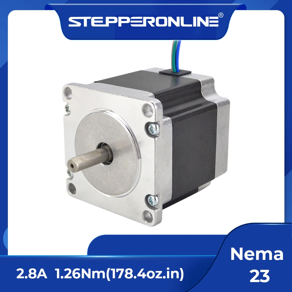 STEPPERONLINE Nema 23 Stepper Motor 1.26Nm 57x56mm 2.8A 6.35mm Shaft 4-lead for CNC Laser Grind Foam Plasma Cut