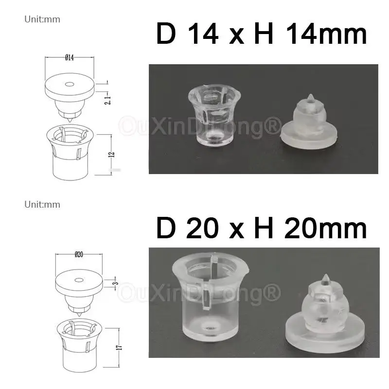 400PCS Invisible Signage Plastic Brackets Hidden Clip-in Acrylic Standoffs Clear Advertising Nail for Signs Mount to Install