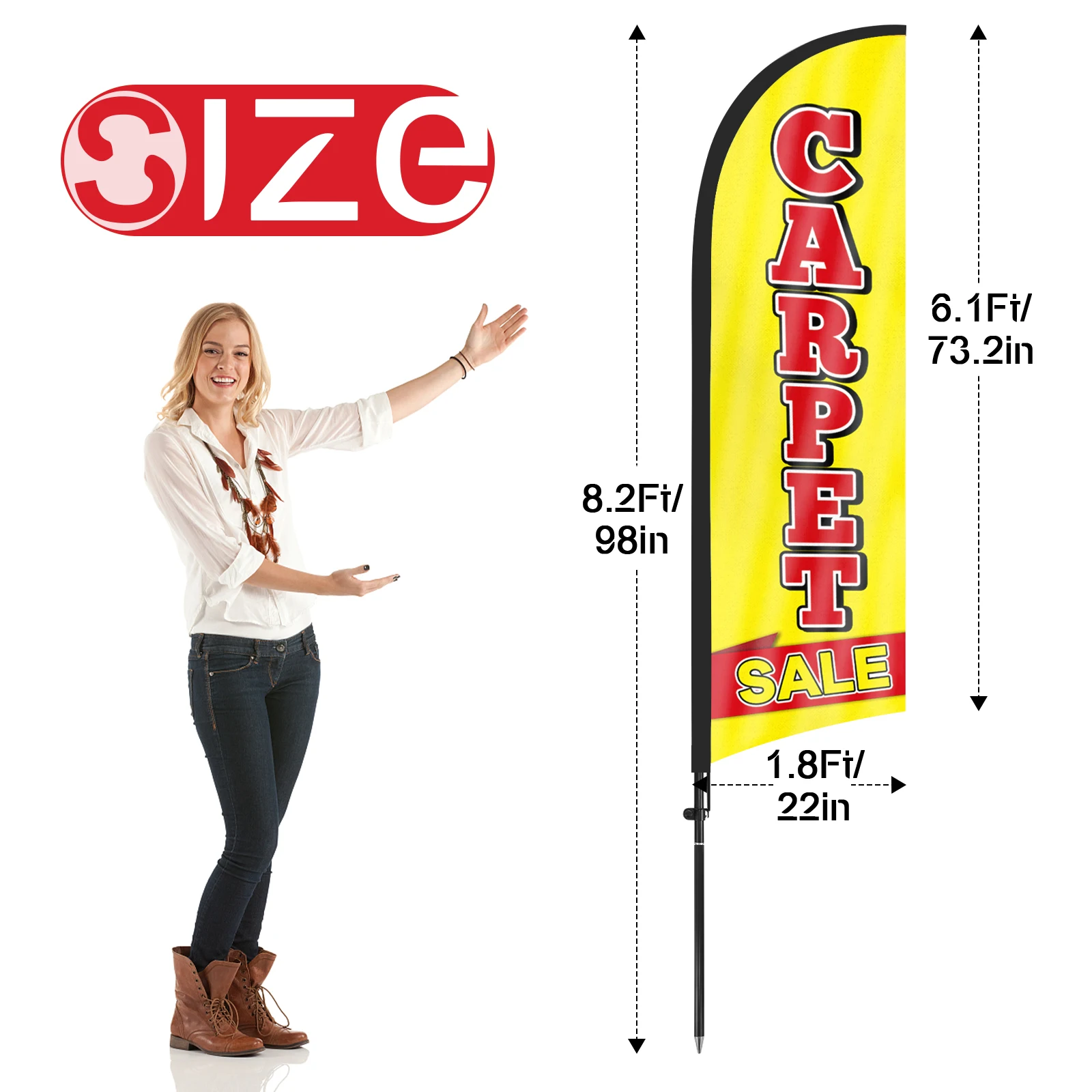 FSFLAG 1PCS 280CM Carpet Feather Flag with Flagpole Advertising Outdoor Banner Decoration for Businesse and Storefront