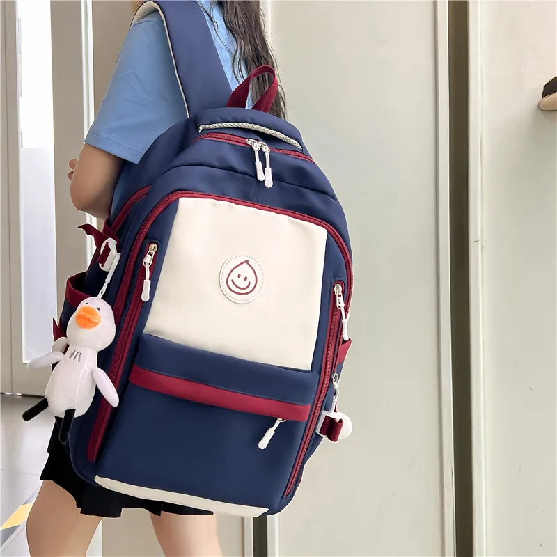 New Backpack for Women Cute Multi-Pocket Solid Color Fashion Simple Backbag Cute Girl School Bag Daily Shopping Travel
