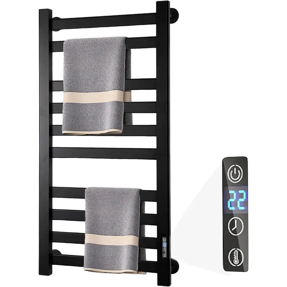 

Heated Towel Rack or Bathroom Towel Warmer Racks Wall Mounted with Timer & Temperature Multi-Level Adjusents with 10 Bars or Bat