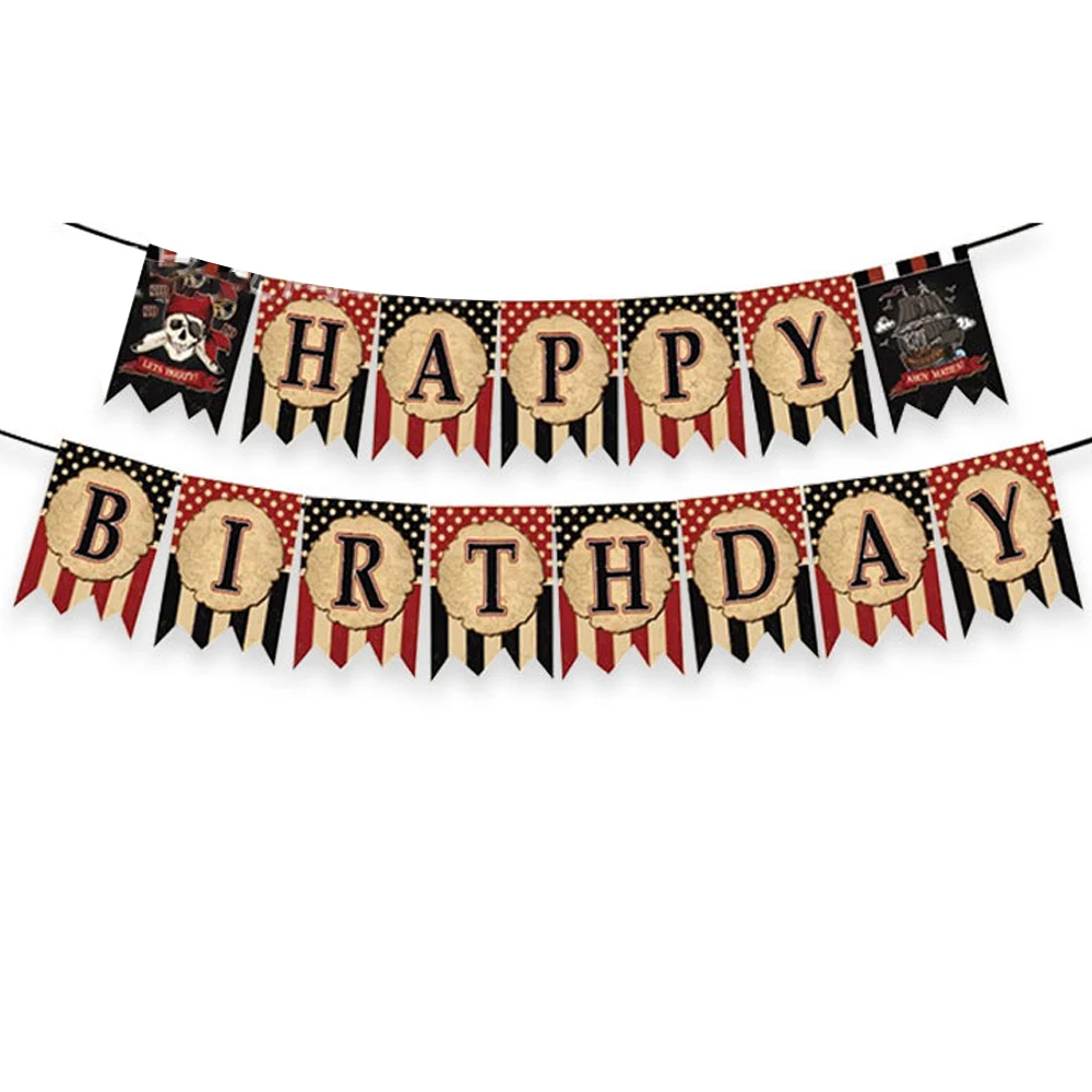 1 set/lotto tema pirata fai da te stamina bambini ragazzi bomboniere compleanno bandiere decorazioni banner appeso eventi baby shower forniture per