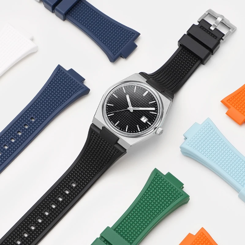 12mm Interface Liquid silicone watch Strap for Tissot PRX series Super Player Quick Release Watchband Men Bracelet Wristband