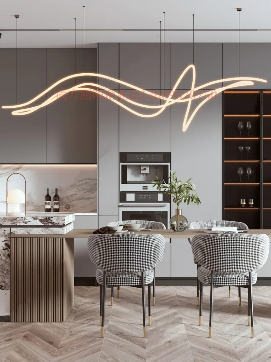 Creative Art Line Special-shaped Chandelier Restaurant Living Room Front Desk Bar Modern Designer Hotel Showroom Model Room