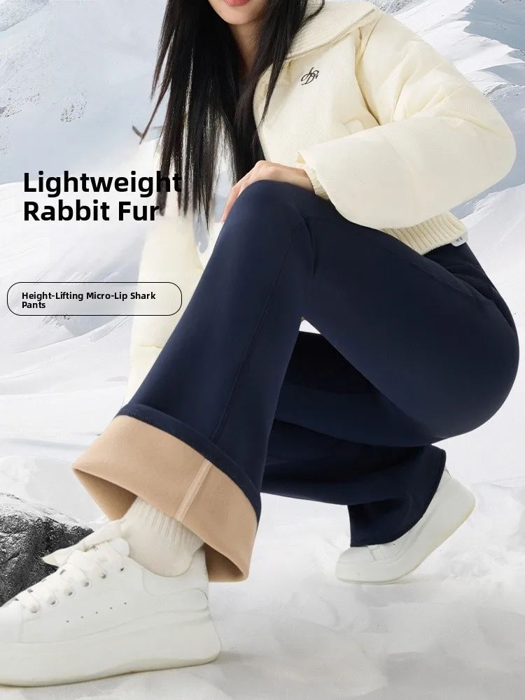 

Брюки для йоги с высокой талией, женские удобные расклешенные длинные брюки на подкладке, осень-зима, теплые брюки больших размеров с ковчечным плавником