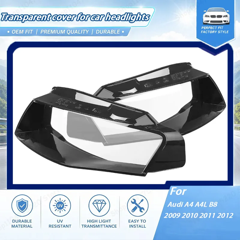 

Pair Front Headlamp Cover Headlight Shell Transparent Lampshade Lens For Audi A4 A4L B8 2009 2010 2011 2012 Headlamp Shell