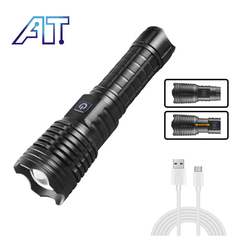 

Portable Telescopic Zoom Flashlight Aluminum Alloy Rechargeable Flashlight Uses 26650 Battery For Camping Adventure Outdoor