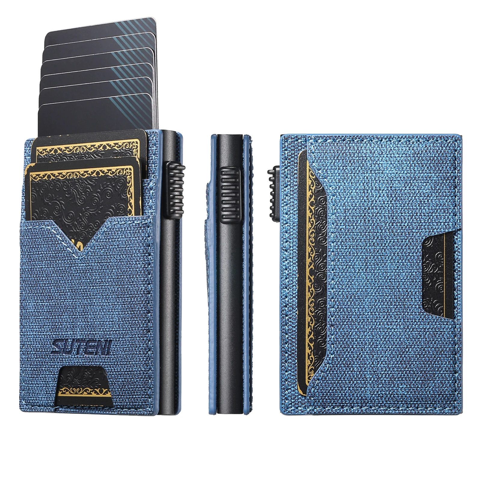 

SUTENI для мужчин кошелек с отделением для карт кошелек из искусственной кожи коробка для карт нажатие кнопки автоматически выстревает карту