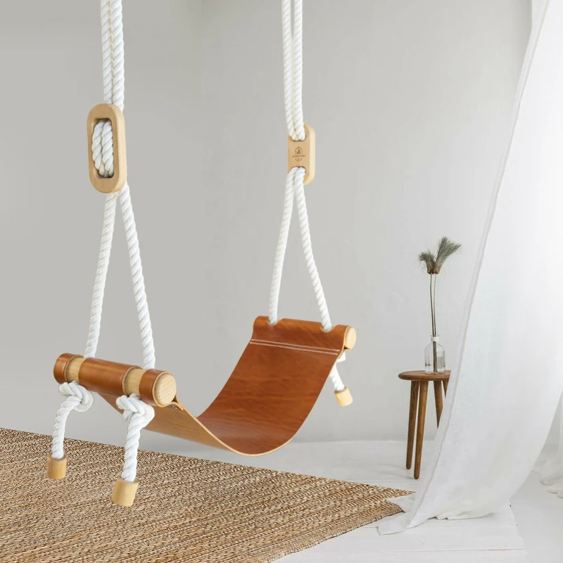 

Swing indoor household adult children adult leather swing balcony hanging chair outdoor courtyard bed and breakfast design