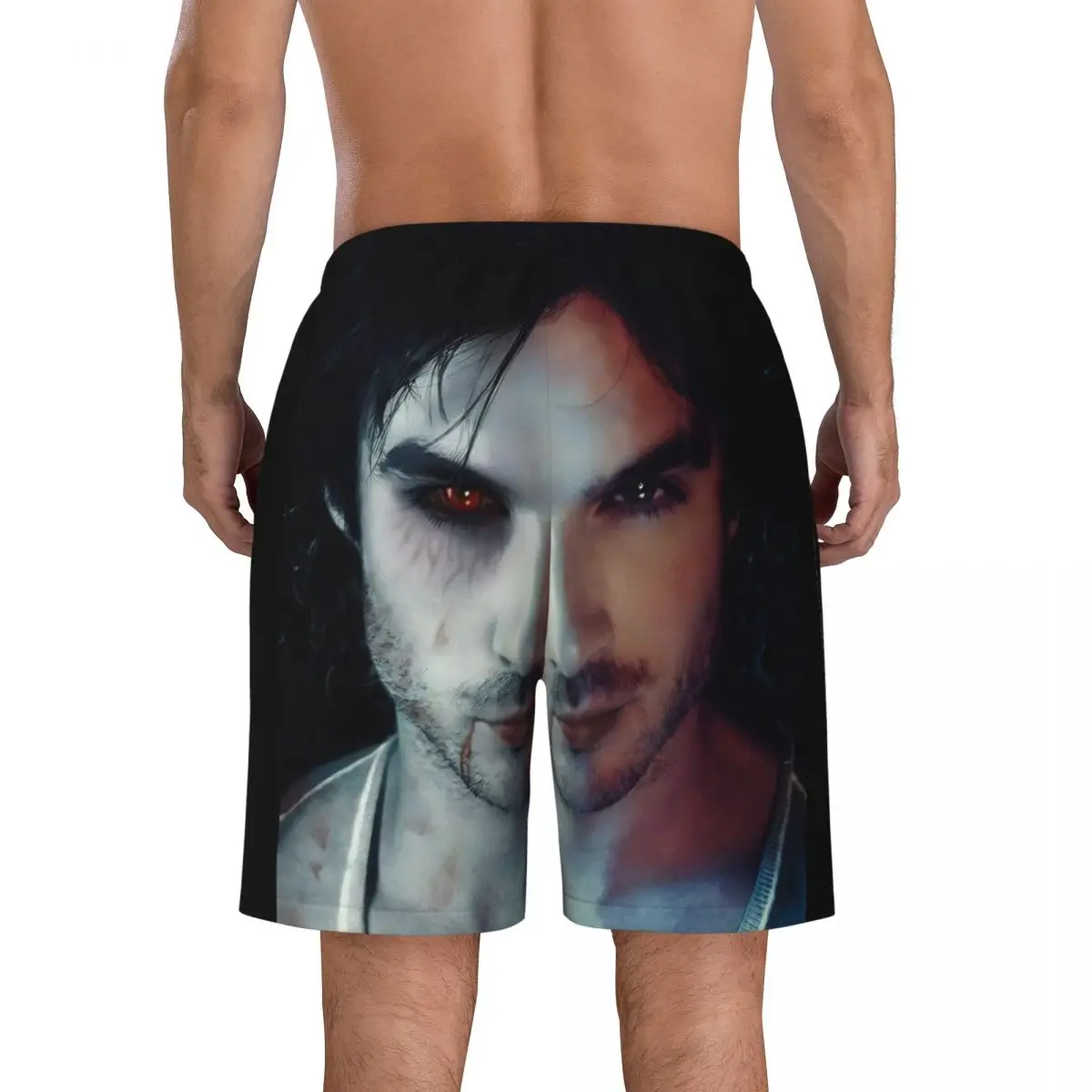 The Vampire Diaries Damon Salvatore TV Series Board Shorts Summer Hawaii Beach Shorts Men's Running Fast Dry Beach Trunks