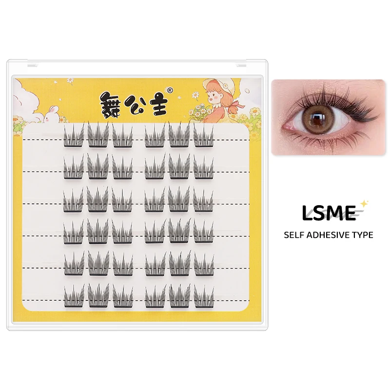 DINGSEN Selbstklebende Cluster-Wimpern, 6 Reihen, einzelne Wimpern, kein Kleber erforderlich, koreanisches Make-up, DIY-Wimpern, natürliche Wimpern – Detail 25