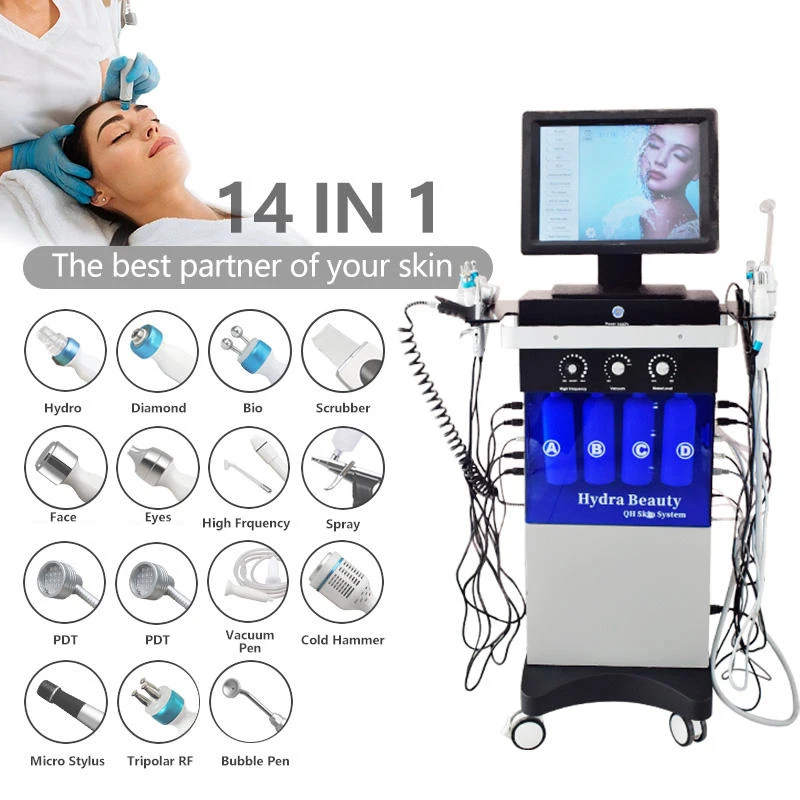 Professional 14 In 1 Diamond Peeling Hydro Skin Care Machine Deep cleaning Water Jet Aqua Vacuum Cleaning Face Lifting Bubble