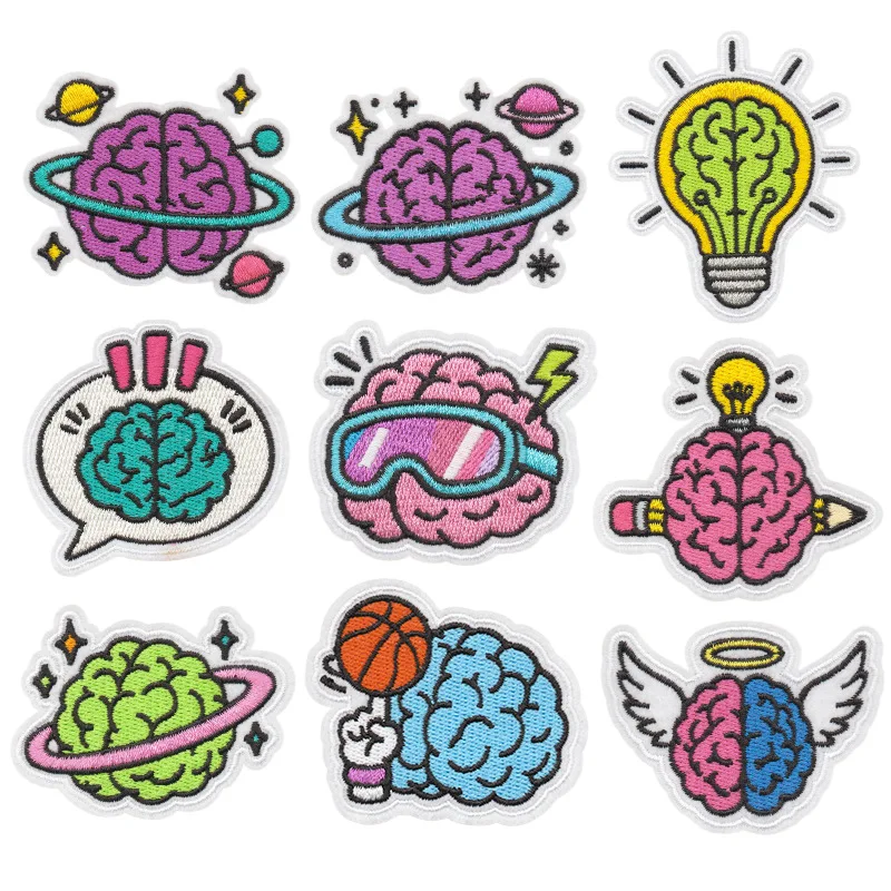 Creative Cartoon Light Bulb Space Planet Sew Iron-on Embroidery Patch Fashion Gift Patches Badge Sticker for DIY Clothing Bags