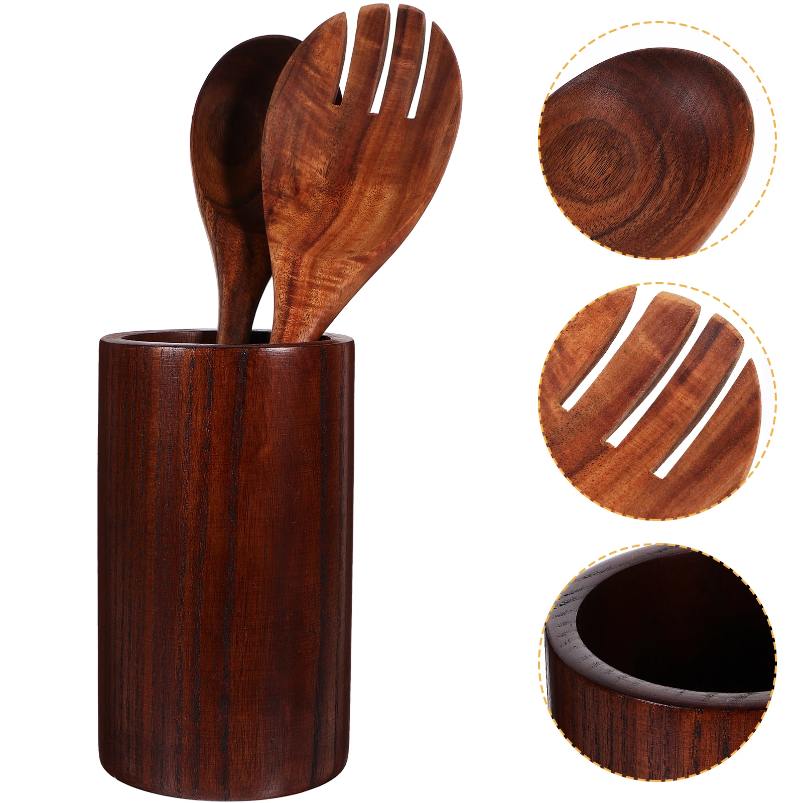 

1Set Wooden Kitchen Utensil Set Chopsticks Bucket Fork Spoon Multipurpose Holder Desktop Organizer for Home Restaurant Kitchen