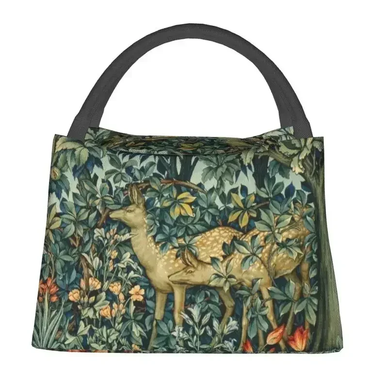 William Morris Deers And Birds In Forest Insulated Lunch Bags Floral Animal Art Thermal Cooler Food Lunch Box Office