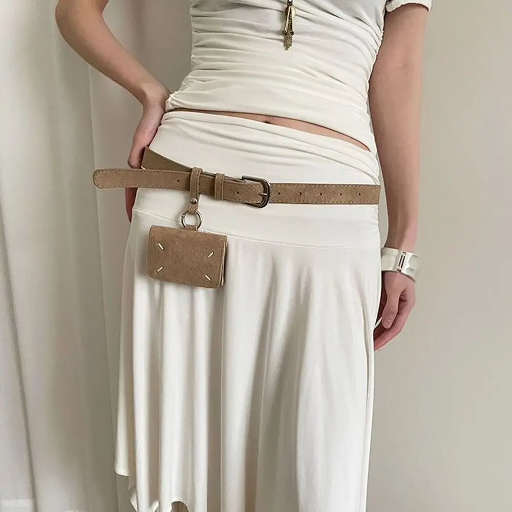 

New Designer Women's Belt Korean Khaki Waist Belt Bag Suede High-End Dress Jeans Belt Purse Spicy Girls