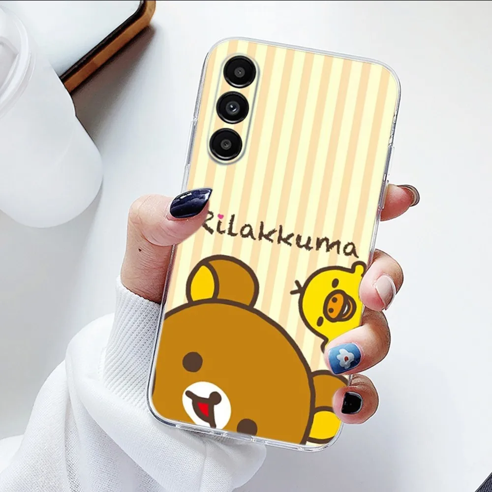 Cute R-Rilakkuma Bear Phone Case For Samsung Galaxy A71,70,52,51,40,31,A50,30S,21S,03S,Note20ultra Transparent Cover