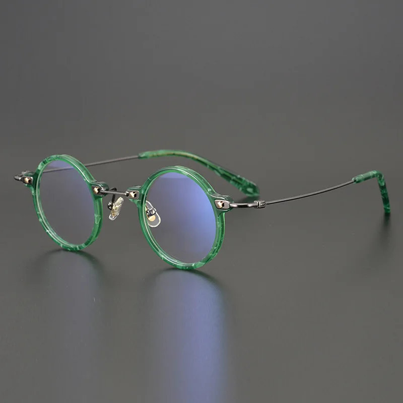 

Mini Chinese gold beam design handmade retro round frame collection plate myopia glasses frame men and women glasses