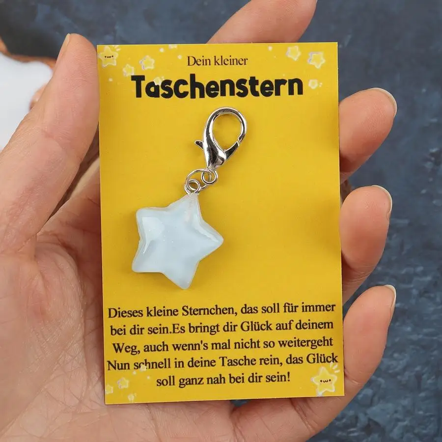 1/5/10/20/50/100pcs A Mixed-Color Cute Five-Pointed Star Keychain with a German Star Card, Perfect As a Gift for Ramadan, Ideal