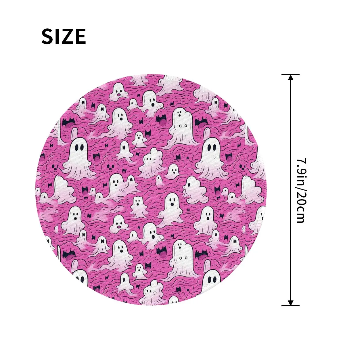 Pink Ghost Round Mouse Pad Funny Halloween Print Kawaii Rubber Gaming Mousepad For Notebook Computer Comfortable Mouse Mats