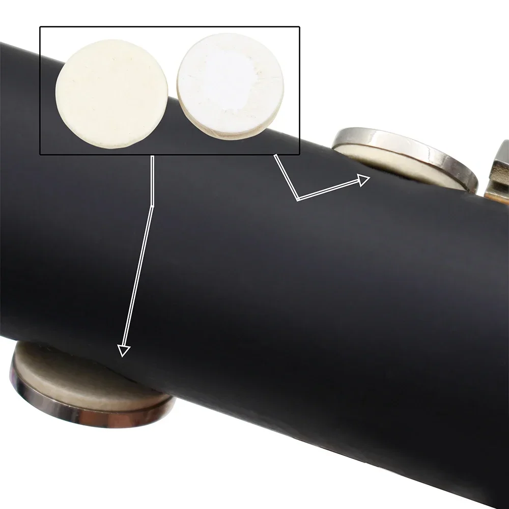 17 Teile/satz Klarinette Pads Weiß Taste Leder Pad Langlebig Exquisite Klarinette Zubehör Bläser Instrumente Ersatzteile – Detail 9
