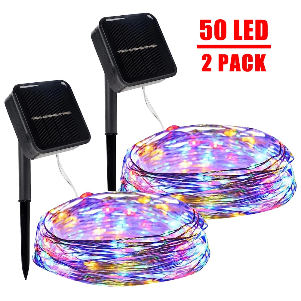 

2Pcs LED Solar Light Outdoor Garden Fairy String Light Led Twinkle Waterproof Lamp for Christmas Patio Tree Party