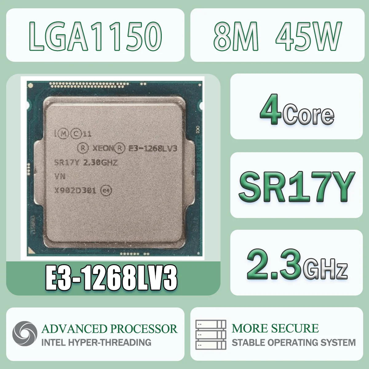Intel Xeon E3-1268LV3 2,3 GHz Quad-Core 8M 45W E3 1268L V3 Computadora CPU Procesador Servidor E3 1265LV3 Paquete LGA 1150