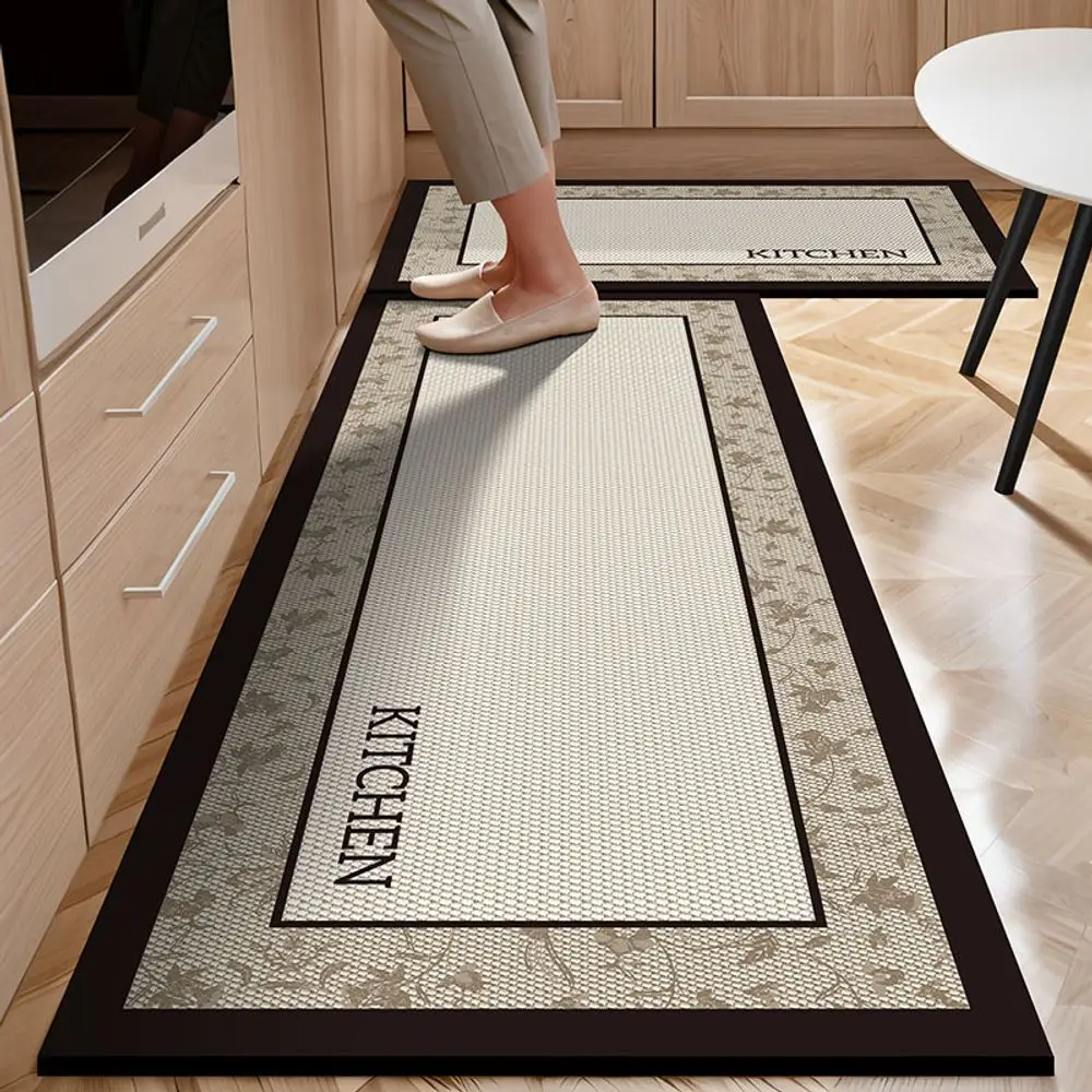 VIKAMA Diatomite Kitchen Carpet Oil-Resistant and Water-Absorbent Retro American Style Dining Room Rug Easy to Clean Home Decor