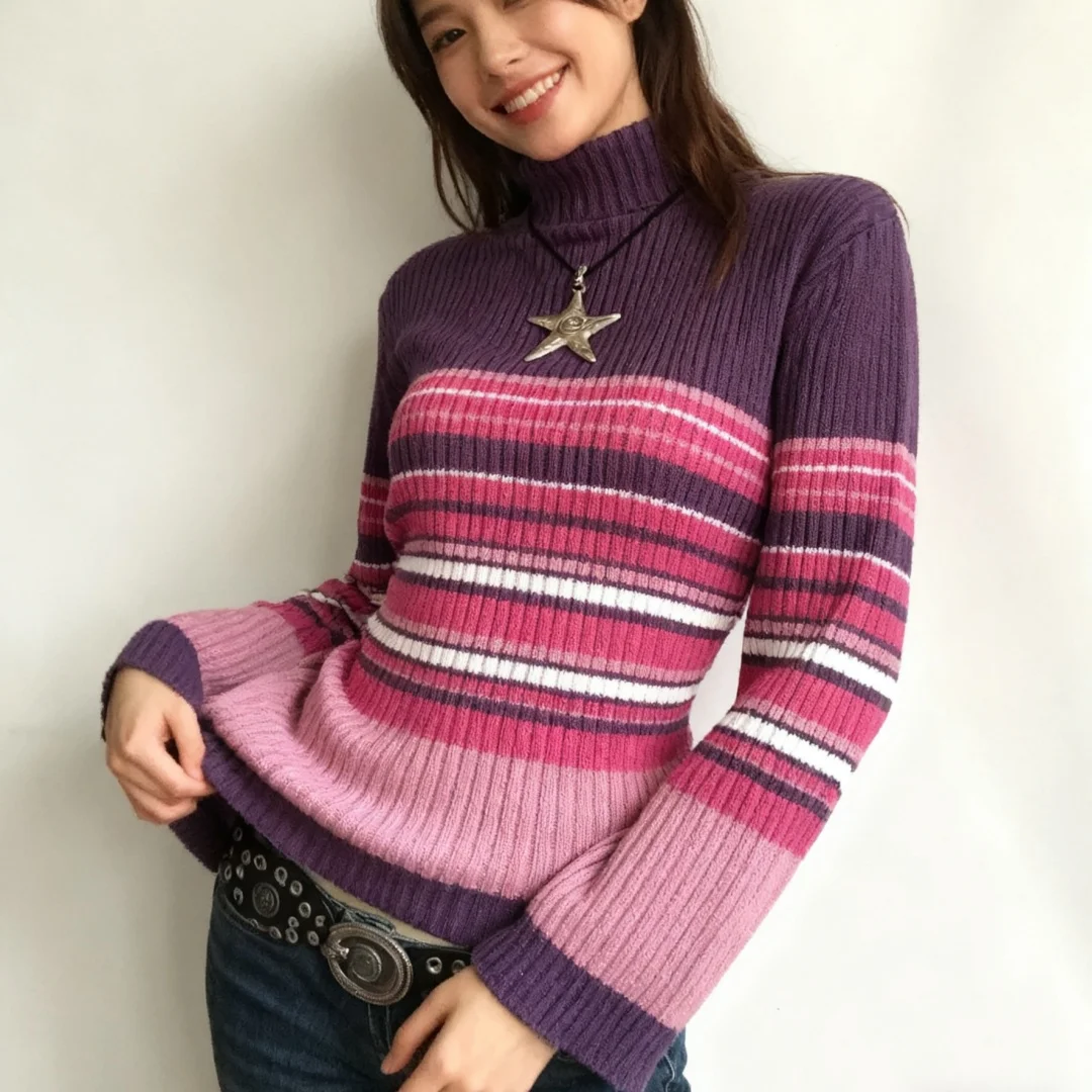 

Off The Shoulder Stripe Knit Sweater Womens Stylish Full Sleeves Slim Stretchy Fit Autumn Winter Cozy Fashion Pullover
