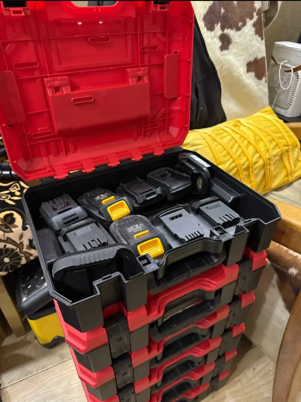 Lockable Tool Box Heavy Duty Stackable Tool Storage Case, Multi-grid Combination Organizer Box for Mechanic Hardware Tools