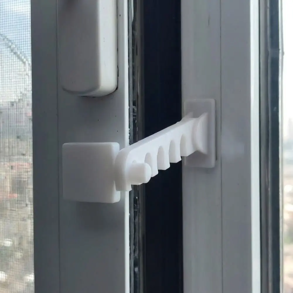 5 Gears Door Window Windproof Hooks Anti-Collision Anti-Fall Window Opening Limiter Plastic No-Drill Child Safety Window Lock