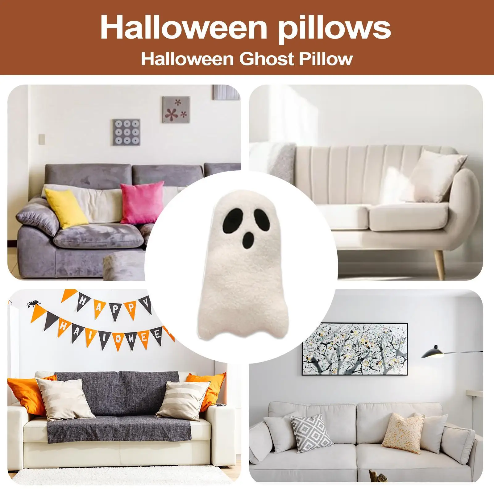

Halloween Stuffed Animal Spoofing Ghost Creative Cloud Pillow Throw Pillow Party Gift Doll Home Bedroom Decoration