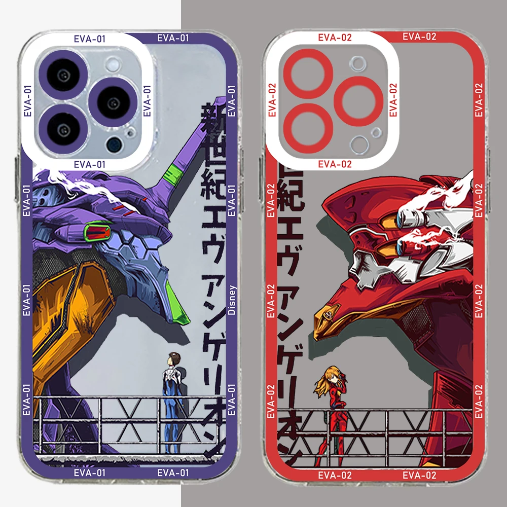 Funda de teléfono de Anime para EVANGELIONs, carcasa transparente para iPhone 16, 15, 14, 13, 12, 11, Mini Pro Max, X, XR, XSMax, 7, 8 Plus, SE20