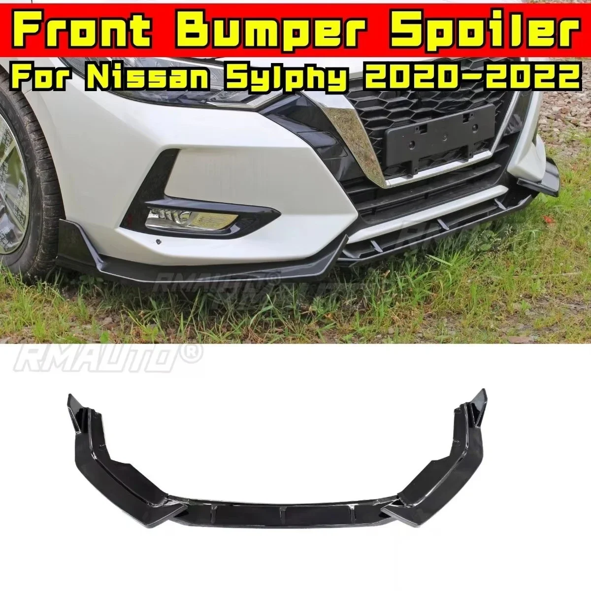 

Car Front Bumper Lip Diffuser Spoiler Glossy Black Modification Part for Nissan Sylphy 2020-2022 Protector Car Accessories