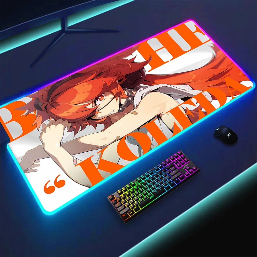 Hot Kawaii Pretty RGB Demara Trendy Hit Cool Art Zenless Zone Zero Gaming Backlight Mouse Pad Gamer Keyboard Table LED Mat 90x40